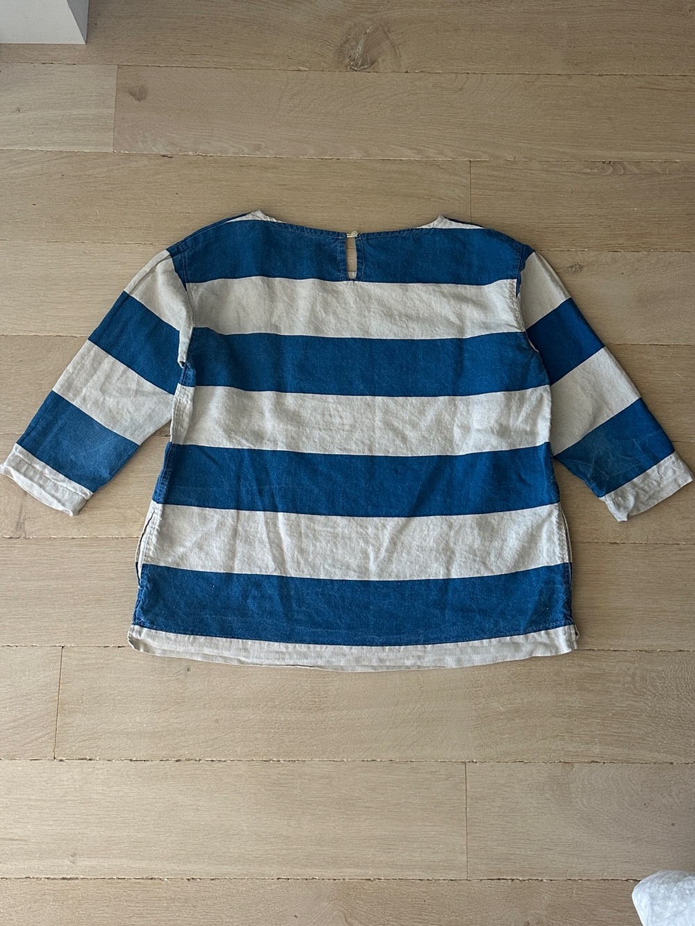 Ichi Antiquites Blue and White Striped Linen Blouse - Picture 2 of 3